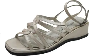 DA'VINCI Italian Designer Strappy Flat Sandal, Beige Size 37