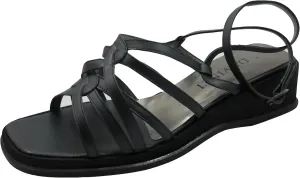 DA'VINCI Italian Designer Strappy Flat Sandal, Black Size 39