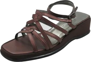 DA'VINCI Italian Designer Strappy Flat Sandal, Bronze Size 36