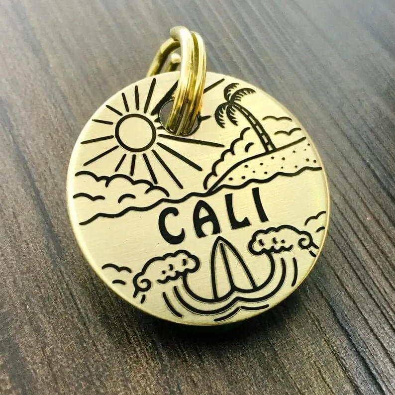 Deeply Engraved Dog Tags - Beach Design