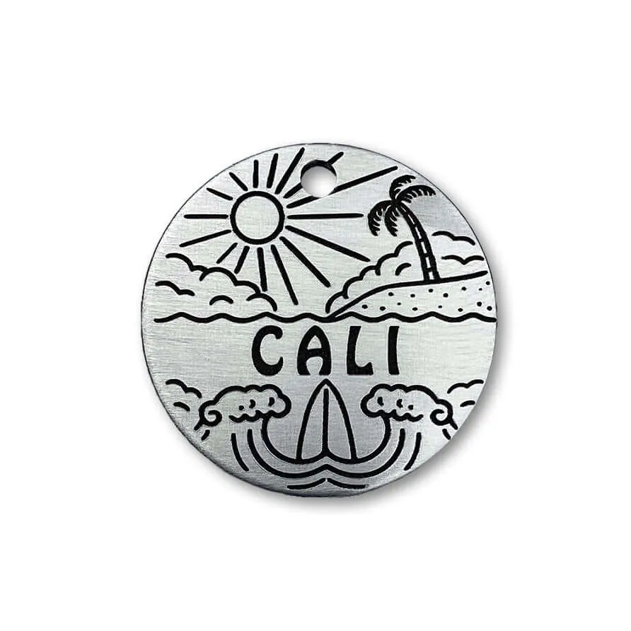 Deeply Engraved Dog Tags - Beach Design