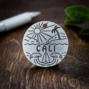 Deeply Engraved Dog Tags - Beach Design