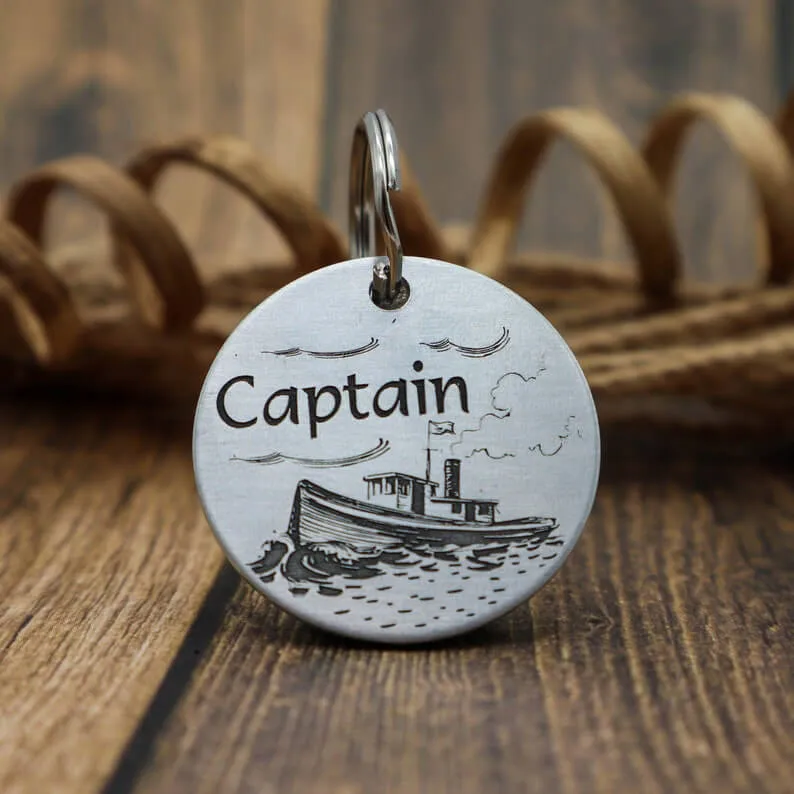 Deeply Engraved Dog Tags - Boat Design