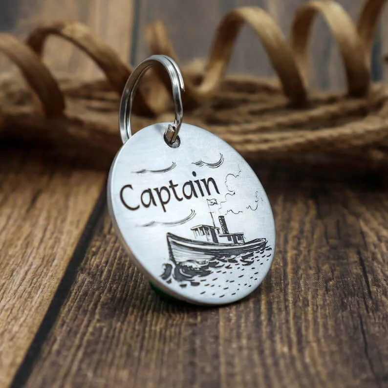 Deeply Engraved Dog Tags - Boat Design