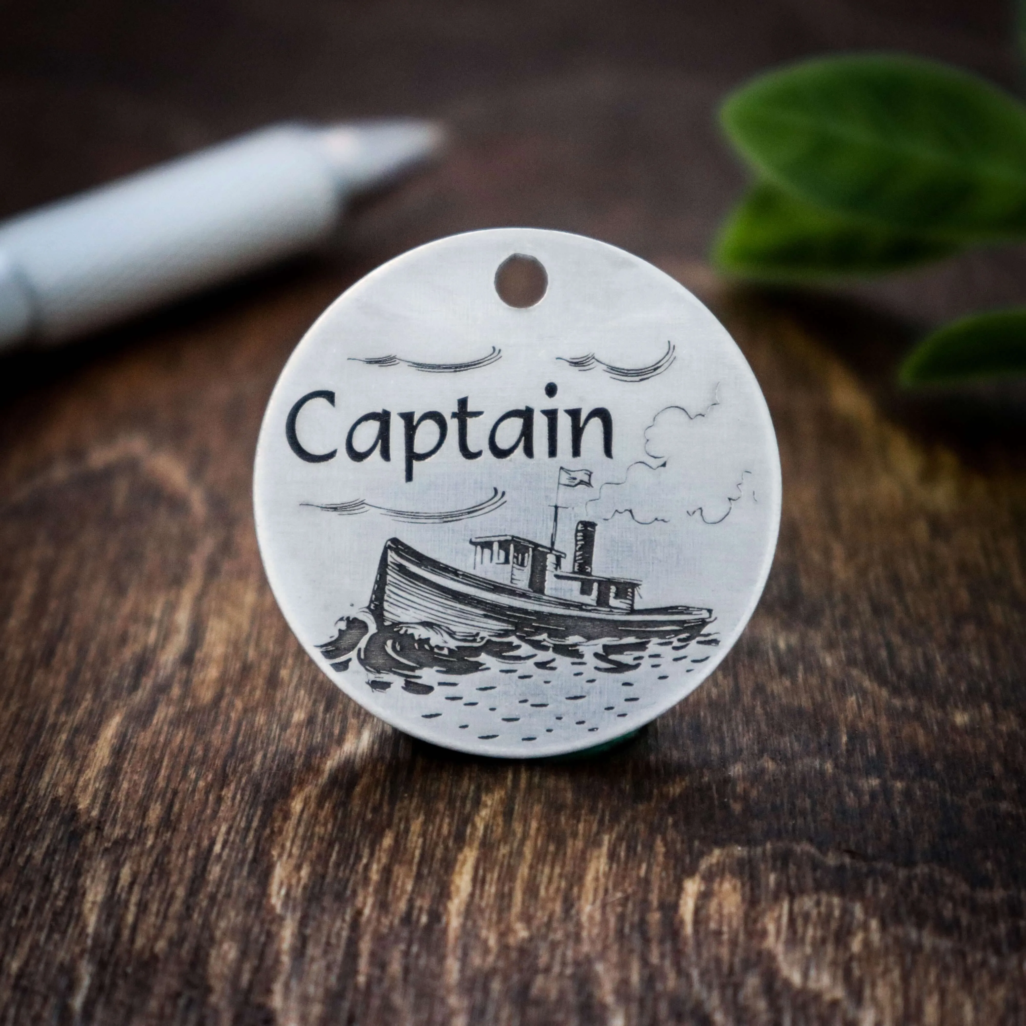 Deeply Engraved Dog Tags - Boat Design