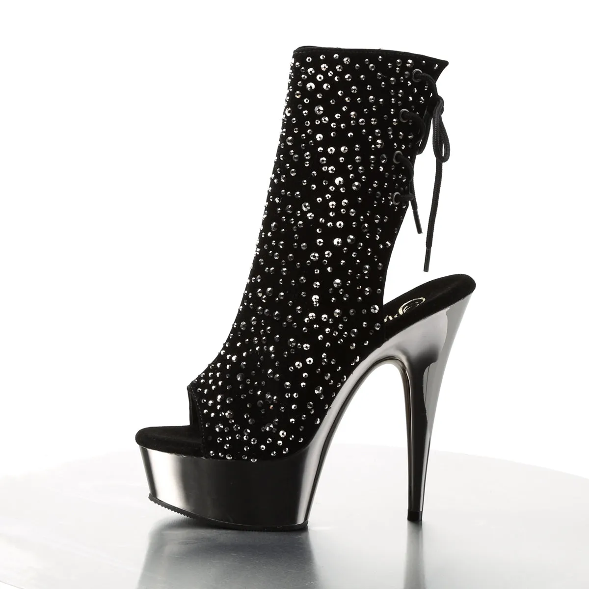 DELIGHT-1018RS Pleaser Black Velvet Sexy Platform Shoes (Pole Dancing Heels)