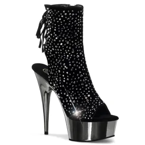 DELIGHT-1018RS Pleaser Black Velvet Sexy Platform Shoes (Pole Dancing Heels)