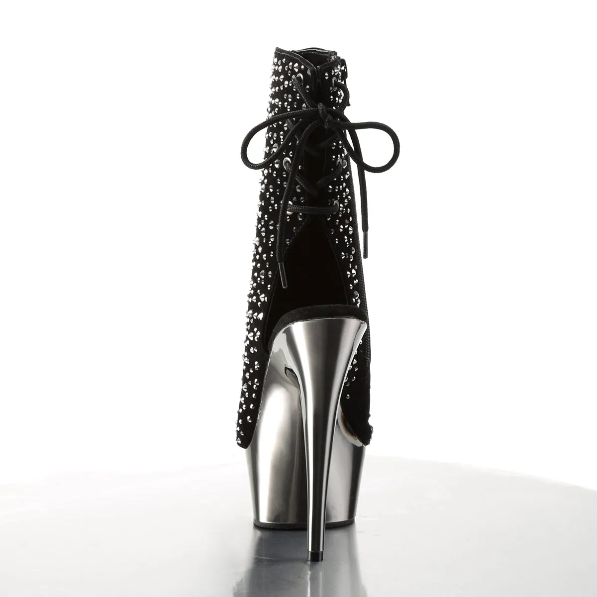 DELIGHT-1018RS Pleaser Black Velvet Sexy Platform Shoes (Pole Dancing Heels)