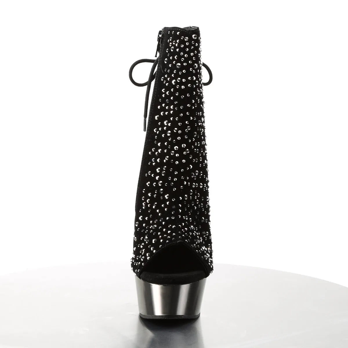 DELIGHT-1018RS Pleaser Black Velvet Sexy Platform Shoes (Pole Dancing Heels)