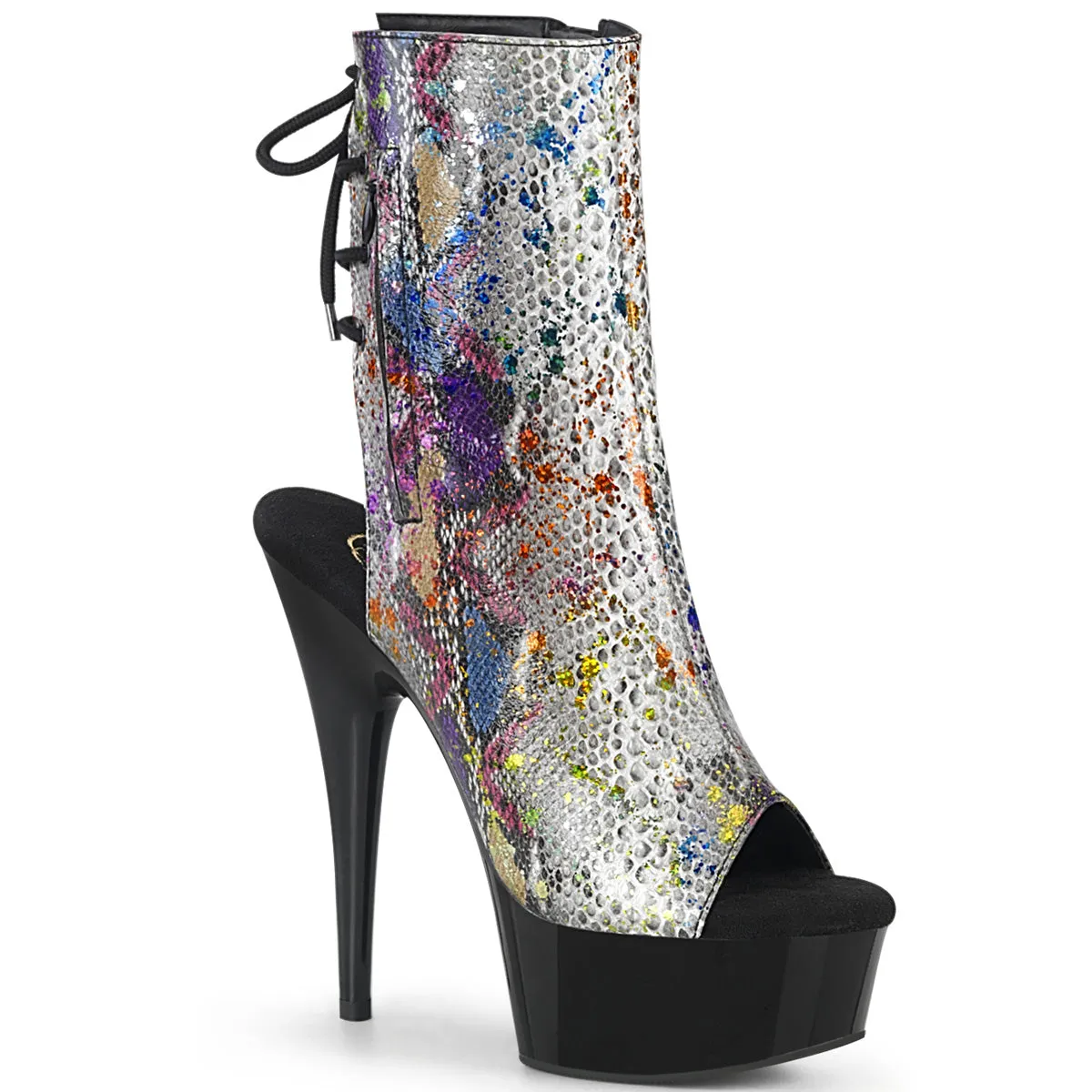 DELIGHT-1018SP Pleaser Shoes Clearance Sale Multi Color Snake Stripper Boots