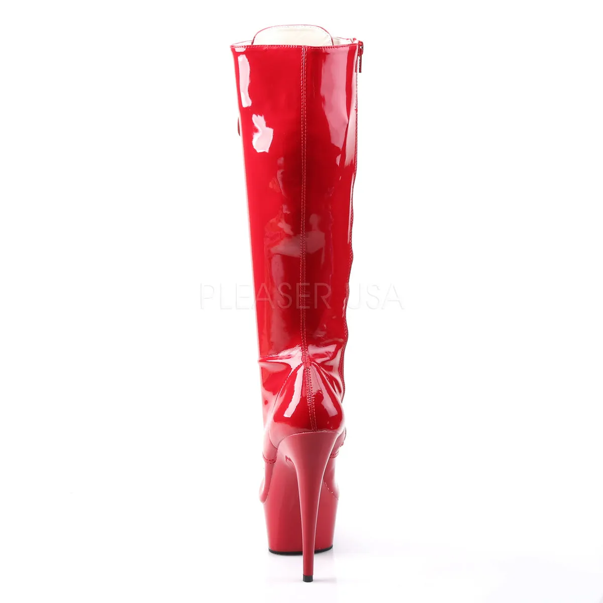 Delight 2023 Red Patent Front Lace Up Knee Boot 6" Platform Heel
