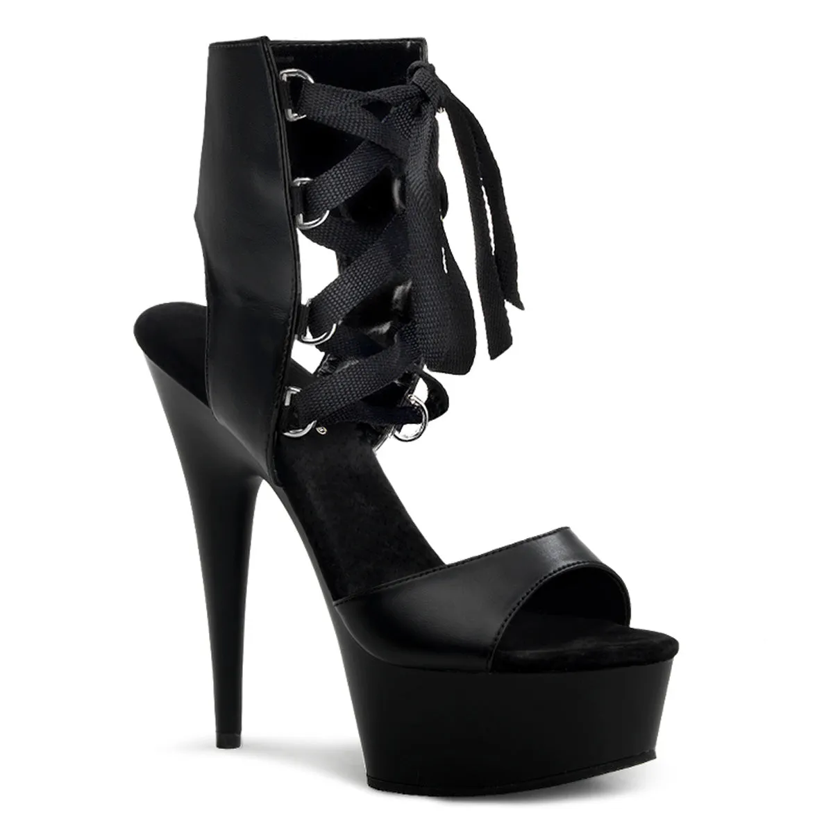 DELIGHT-600-14 Pleaser Black Faux Leather Sexy Platform Shoes (Pole Dancing Heels)