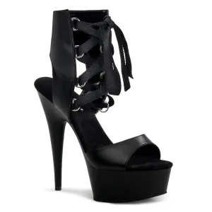 DELIGHT-600-14 Pleaser Black Faux Leather Sexy Platform Shoes (Pole Dancing Heels)