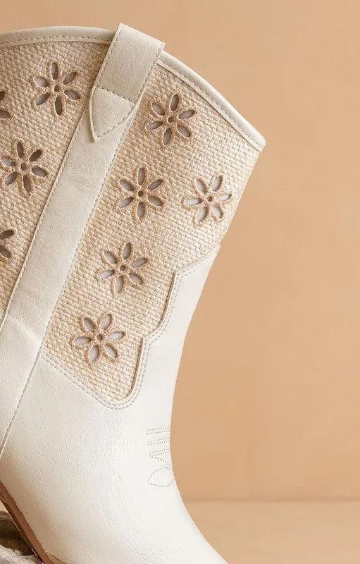 Della Floral Mesh Cutout Boot