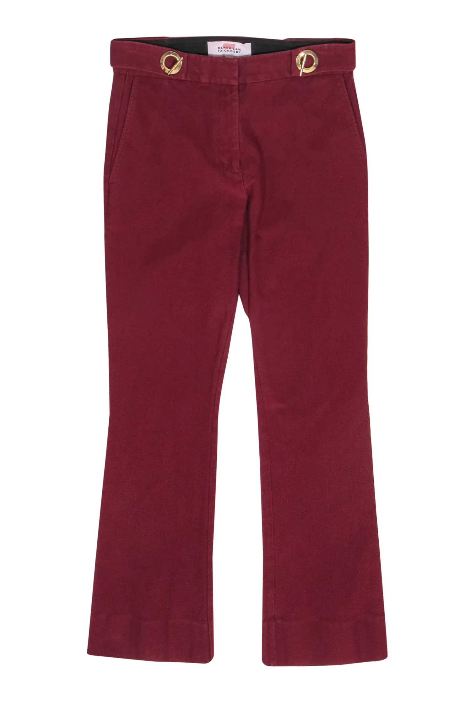 Derek Lam 10 Crosby - Deep Red Bootcut Stretchy Jeans w/ Gold-Toned Hardware Sz 4