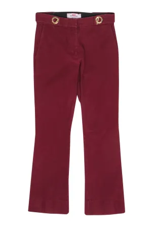 Derek Lam 10 Crosby - Deep Red Bootcut Stretchy Jeans w/ Gold-Toned Hardware Sz 4