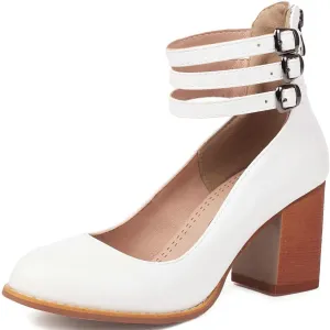 DINTAHA Vintage Shoes for Women,1950s Shoes Mary Jane Heels,Chunky Heel Strappy Pumps