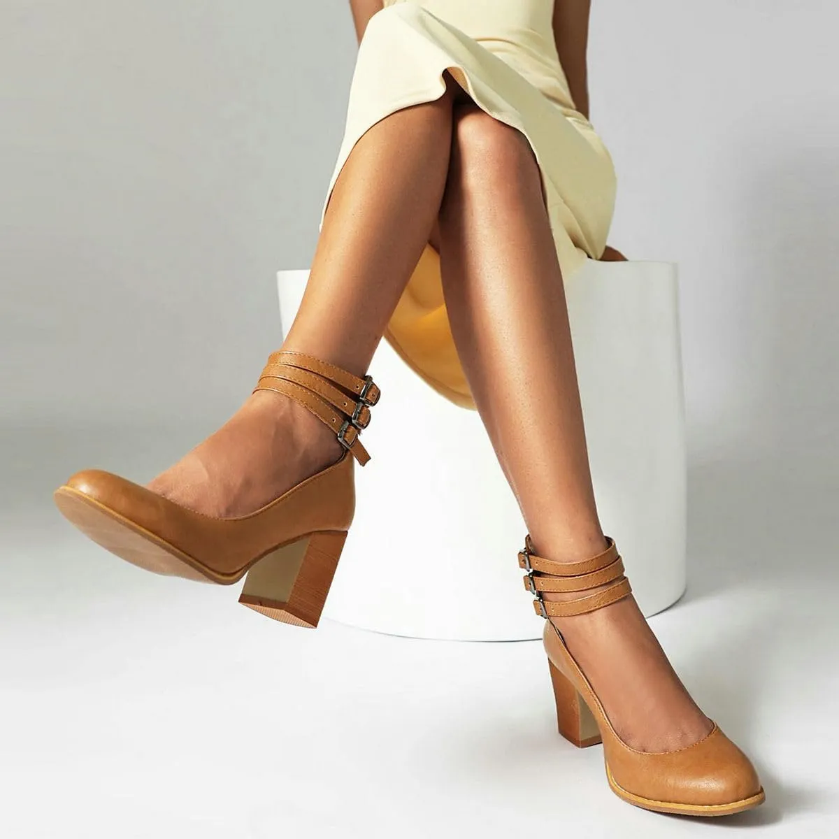 DINTAHA Vintage Shoes for Women,1950s Shoes Mary Jane Heels,Chunky Heel Strappy Pumps