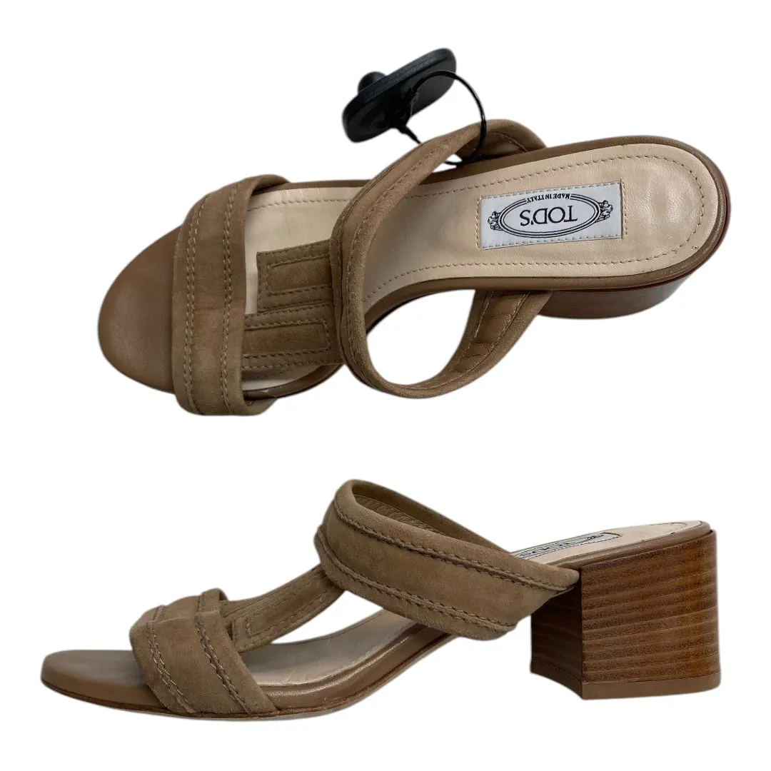 Sandals Luxury Designer By Tods In Taupe, Size:6 Canvas Cool