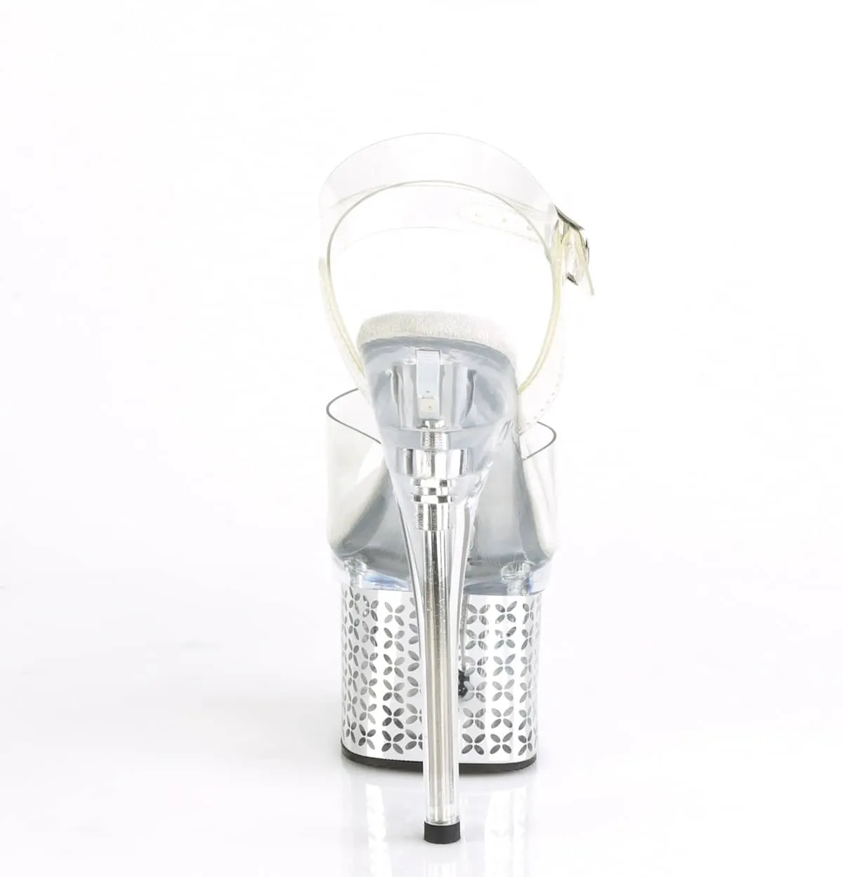 DISCOLITE-708FLP Clear & Red Ankle Peep Toe High Heel
