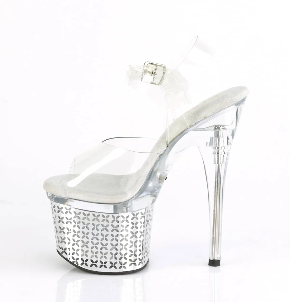 DISCOLITE-708FLP Clear & Red Ankle Peep Toe High Heel