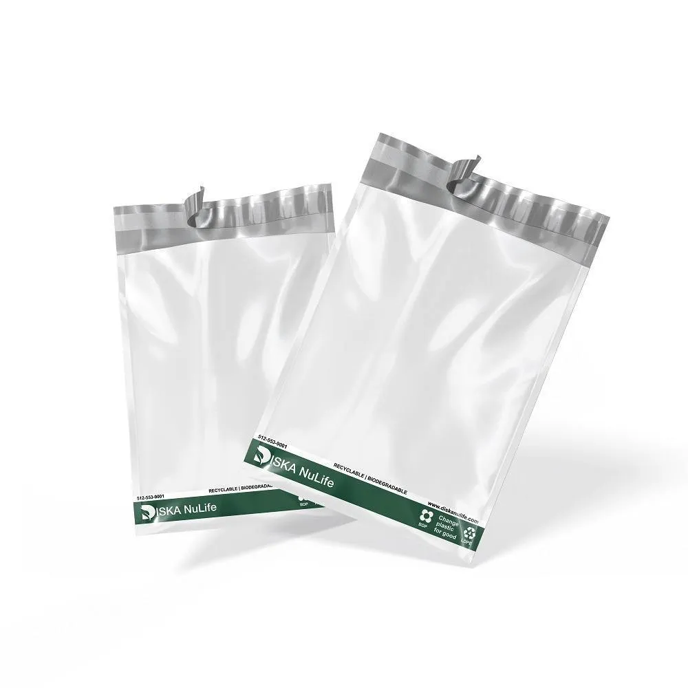Diska Nulife Biodegradable Recyclable Water Resistant Poly Mailer Envelopes Shipping Bags with Self Seal Adhesive - Plain 6" X 10"   1.5"