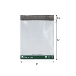 Diska Nulife Biodegradable Recyclable Water Resistant Poly Mailer Envelopes Shipping Bags with Self Seal Adhesive - Plain 6" X 10"   1.5"