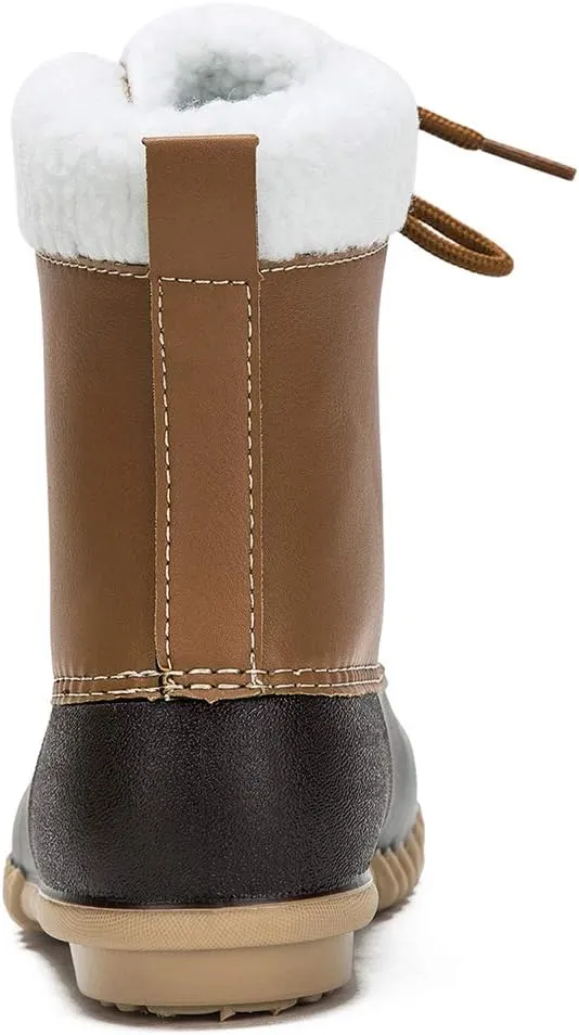 DKSUKO Women's Lace UP Two-Tone Snow Rain Duck Boots