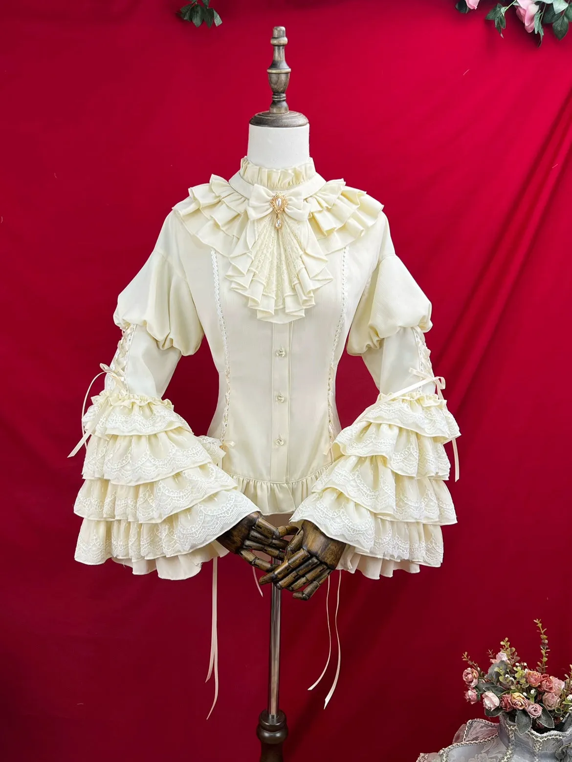 DMFS Lolita~Good and Evil Angel~Gothic Lolita SK Set Retro Princess Sleeve Blouse
