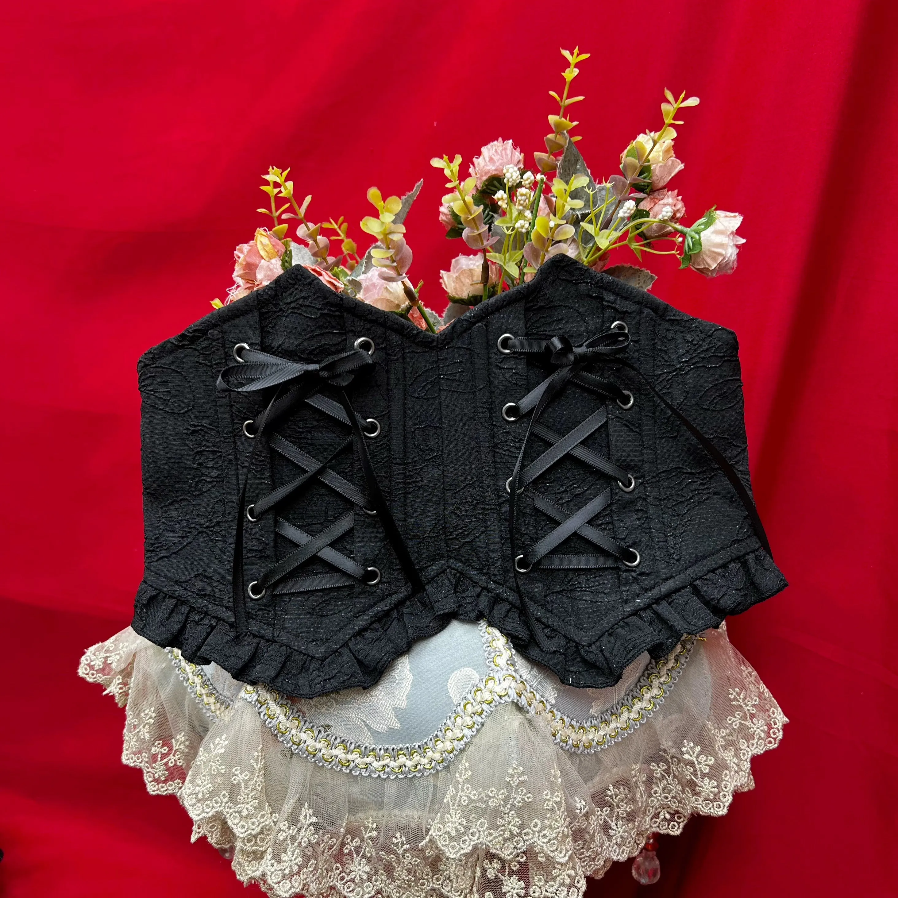 DMFS Lolita~Good and Evil Angel~Gothic Lolita SK Set Retro Princess Sleeve Blouse