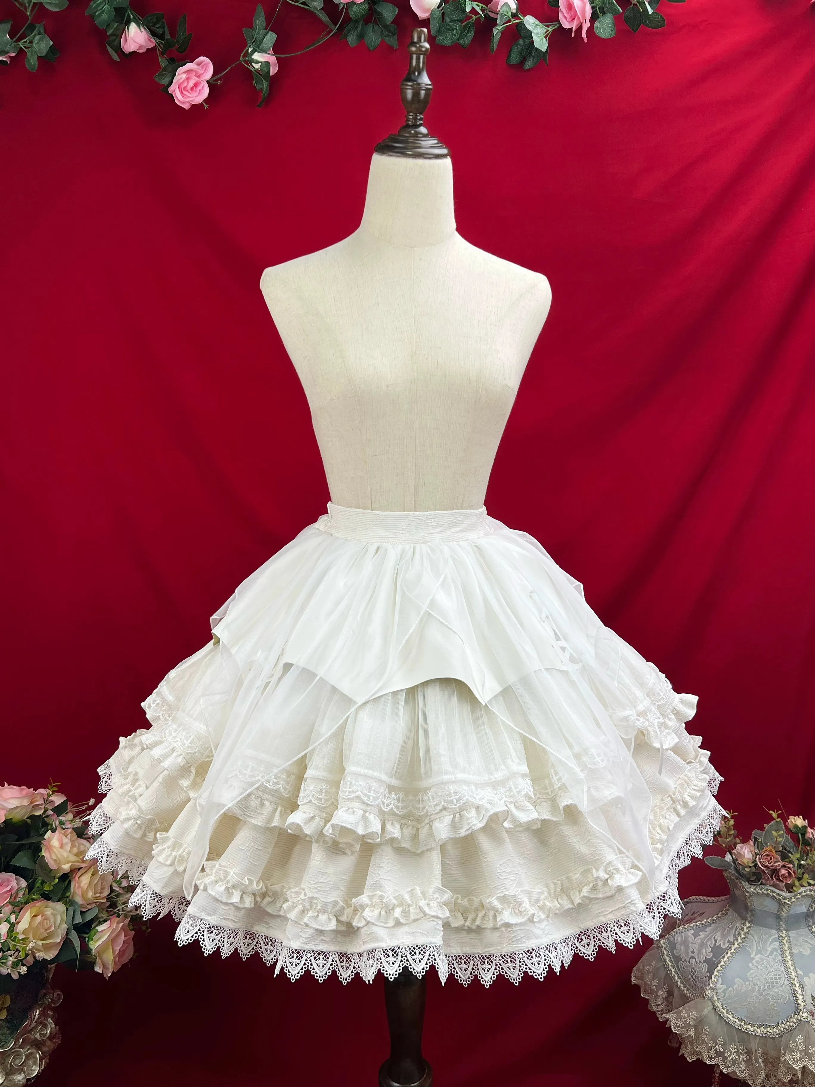 DMFS Lolita~Good and Evil Angel~Gothic Lolita SK Set Retro Princess Sleeve Blouse
