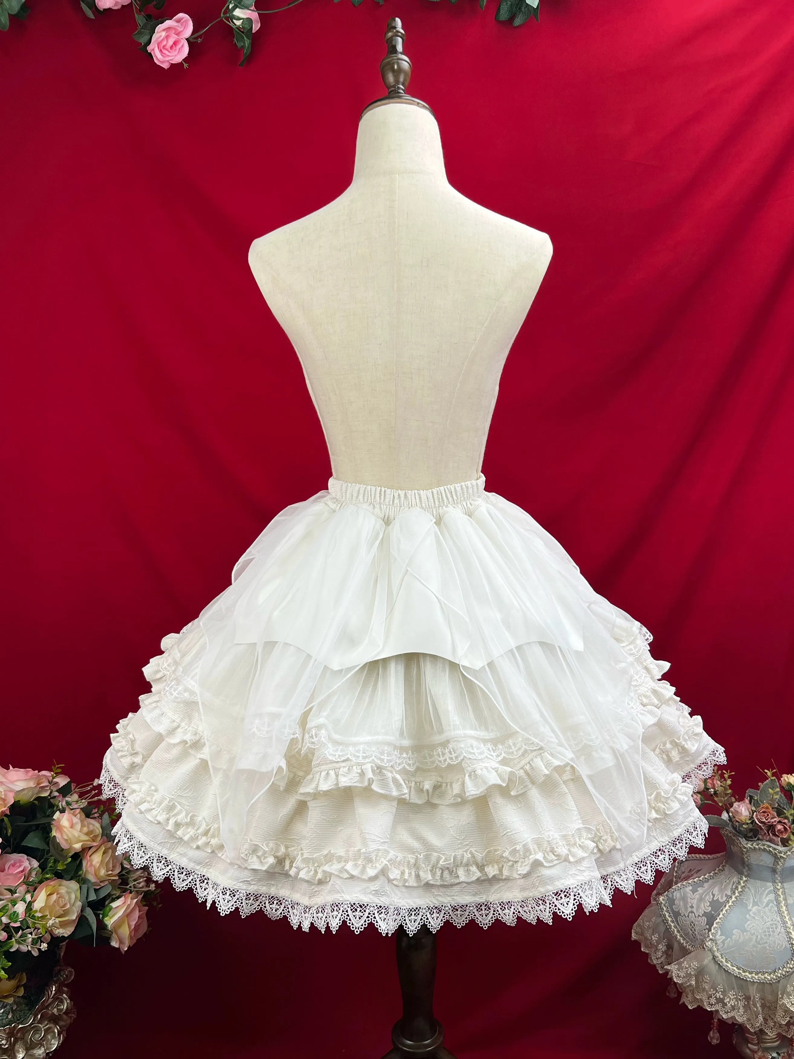 DMFS Lolita~Good and Evil Angel~Gothic Lolita SK Set Retro Princess Sleeve Blouse