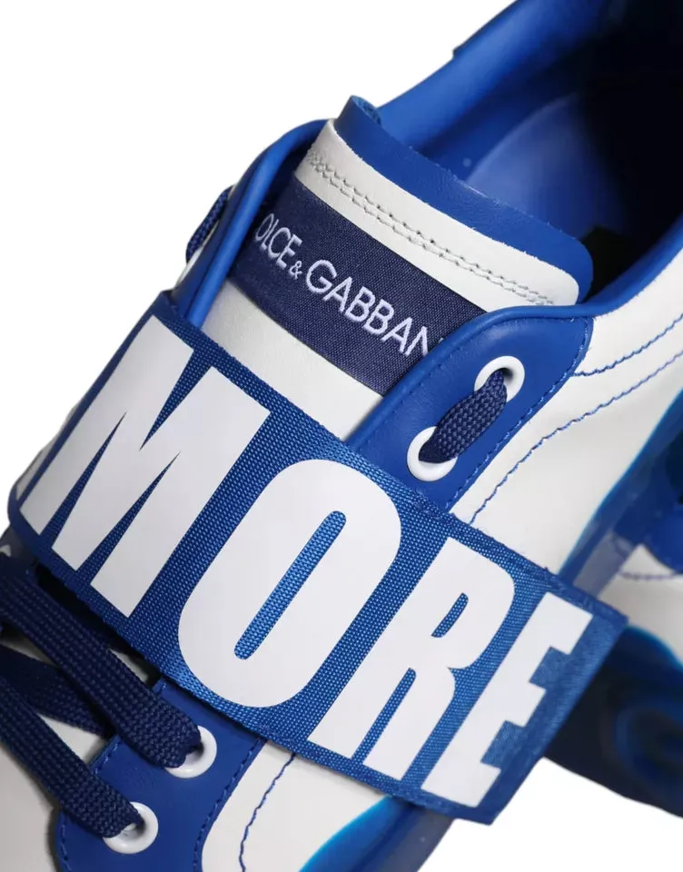 Dolce & Gabbana Amore Print Sneakers In Blue Leather
