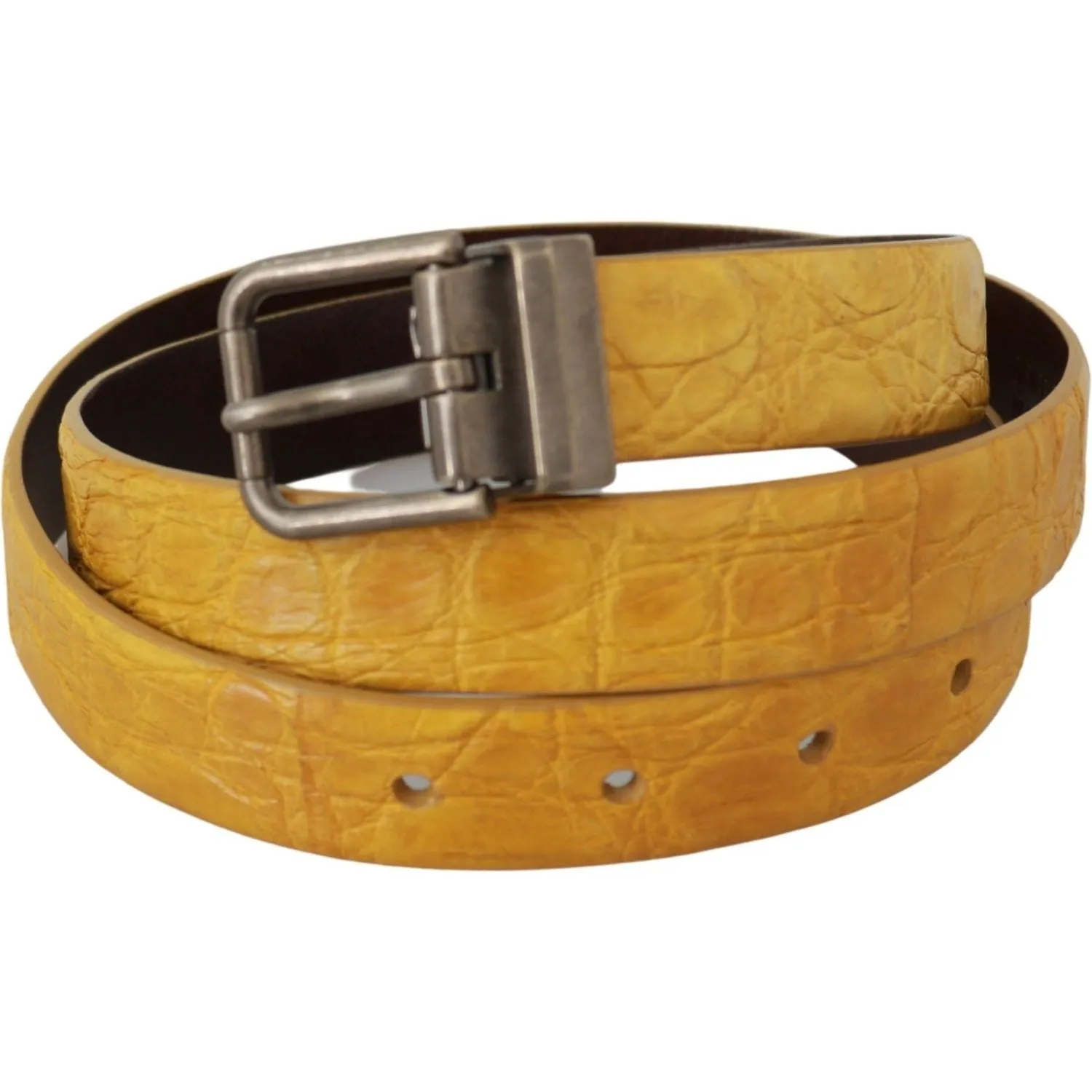 Dolce & Gabbana Exotic Yellow Animal Pattern Leather Belt