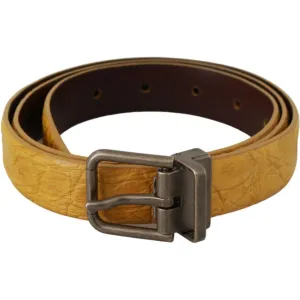Dolce & Gabbana Exotic Yellow Animal Pattern Leather Belt
