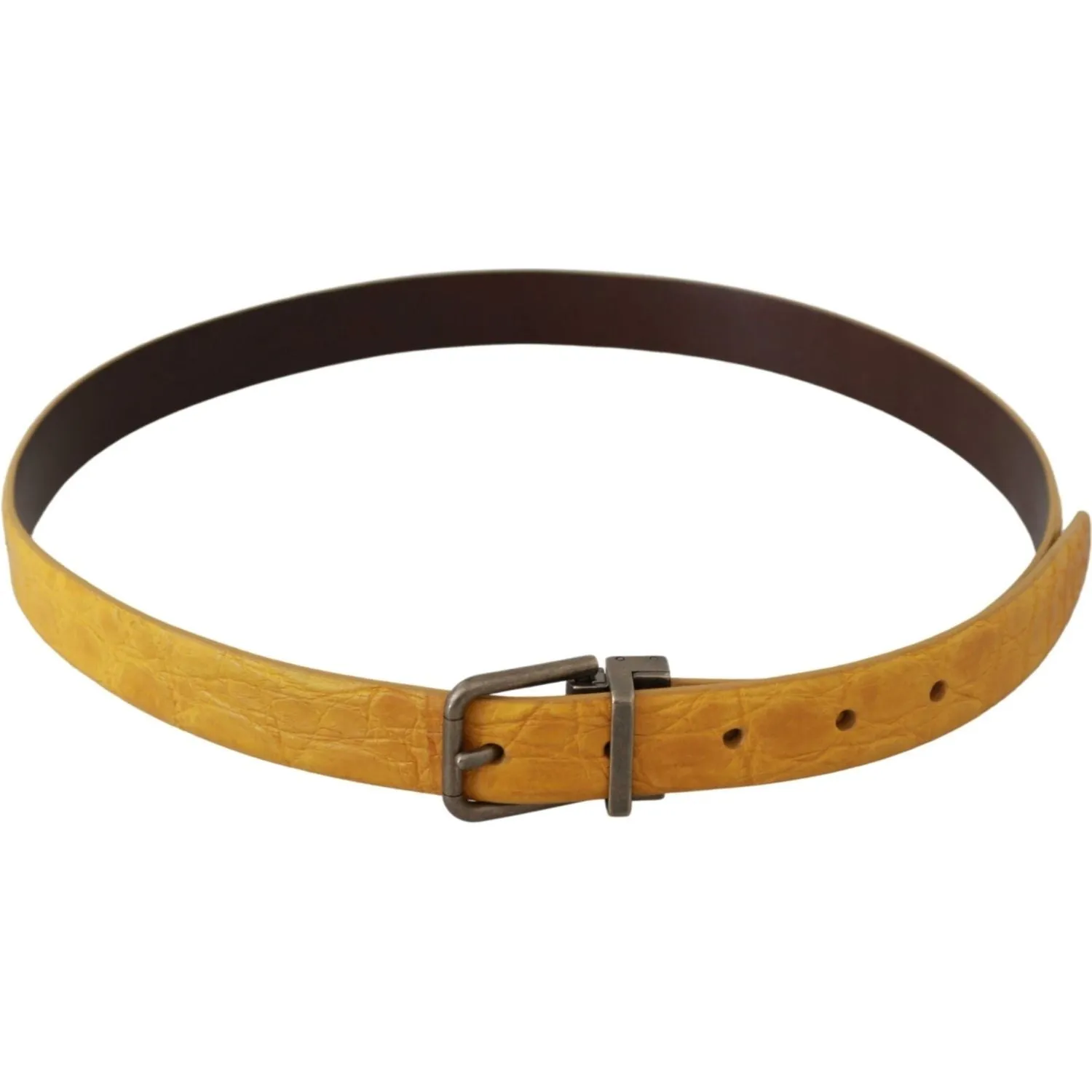 Dolce & Gabbana Exotic Yellow Animal Pattern Leather Belt