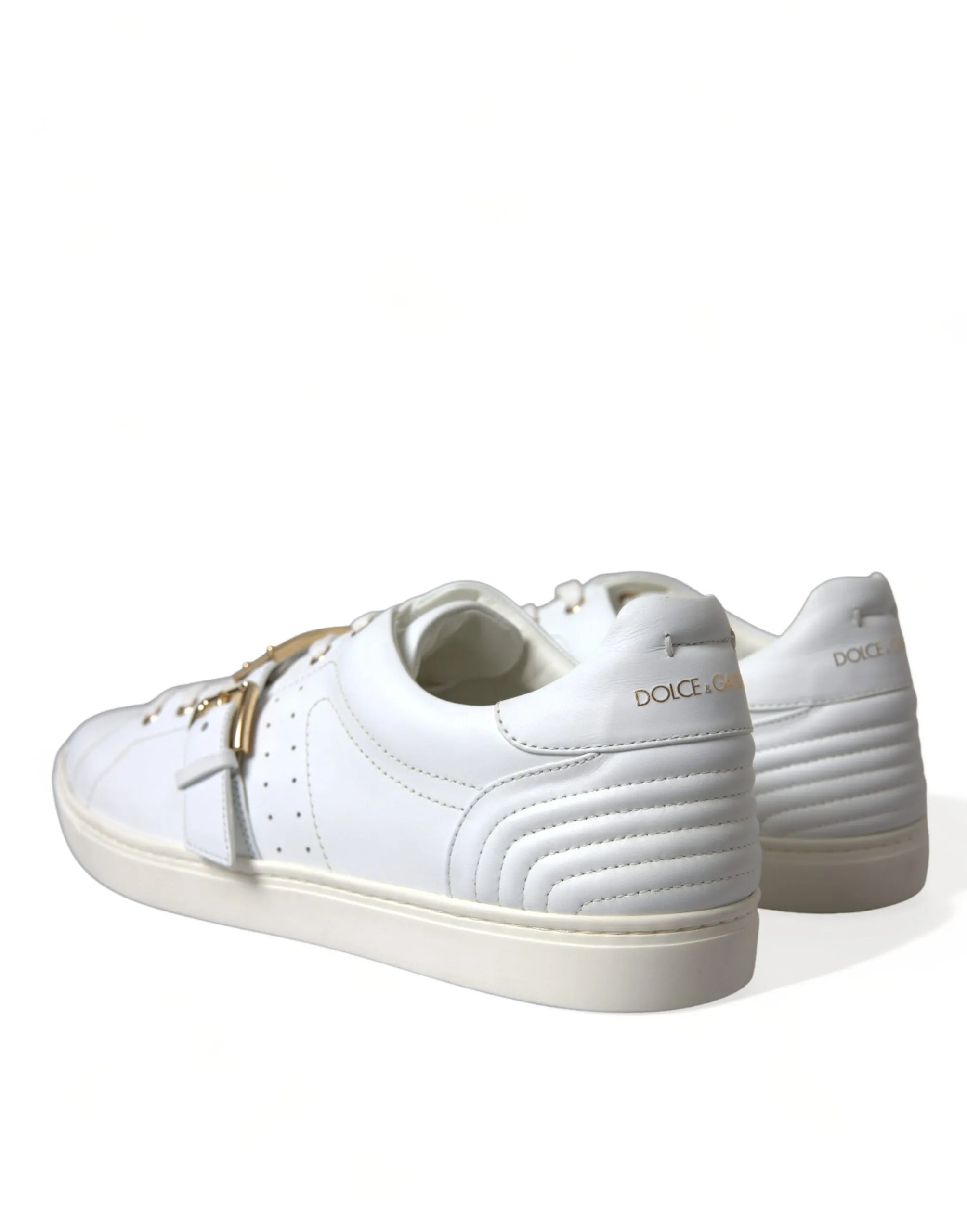 Dolce & Gabbana Leather Sneakers With Gold Buckle