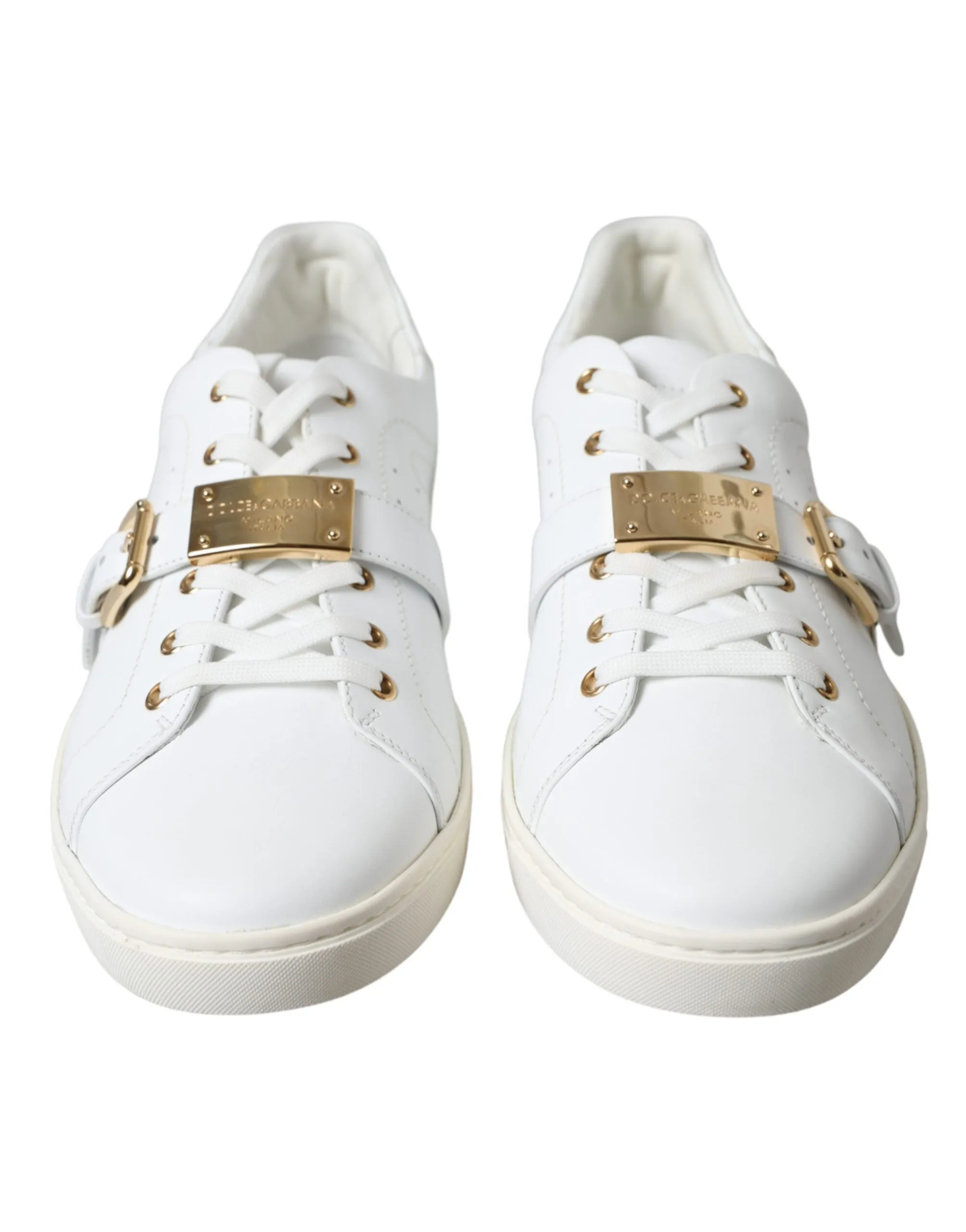 Dolce & Gabbana Leather Sneakers With Gold Buckle
