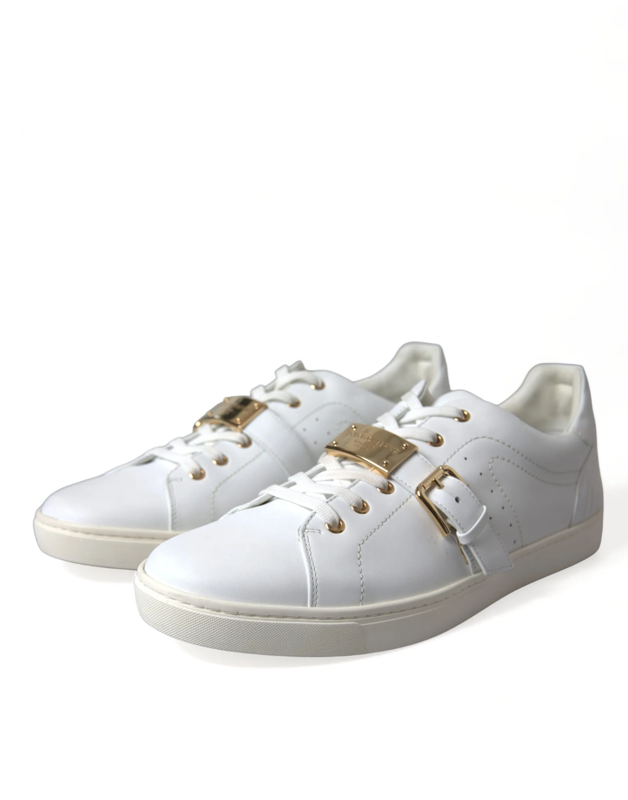 Dolce & Gabbana Leather Sneakers With Gold Buckle