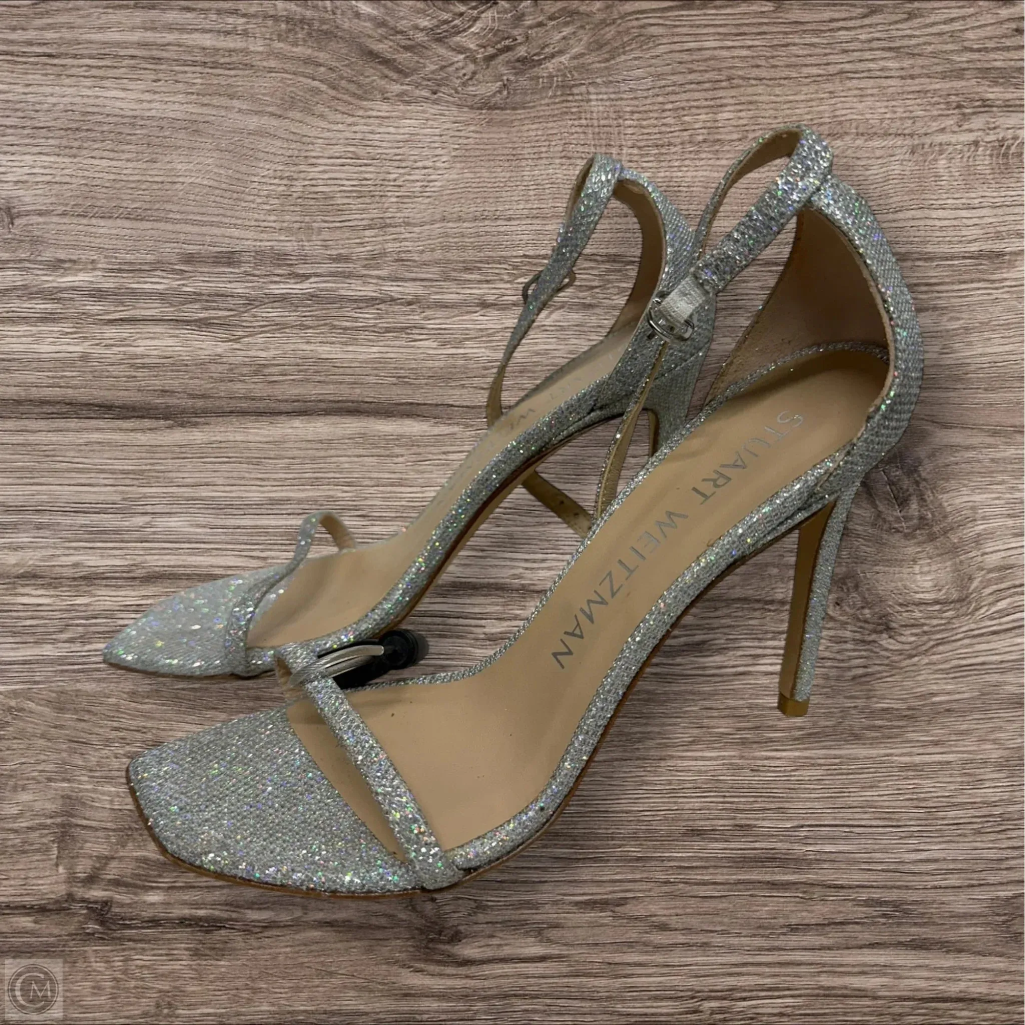 Pressure Relief Insoles Shoes Designer By Stuart Weitzman In Silver, Size: 8