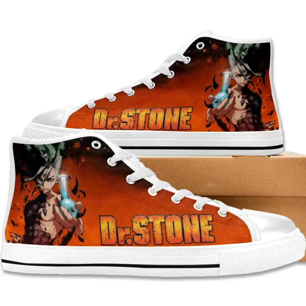 Dr Stone Ishigami Senku Shoes High Top Sneakers for Kids and Adults