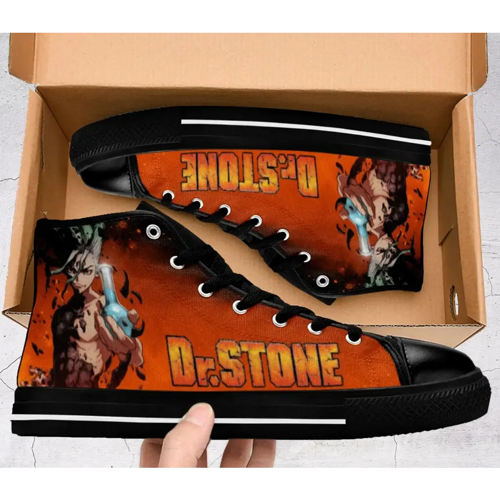 Dr Stone Ishigami Senku Shoes High Top Sneakers for Kids and Adults