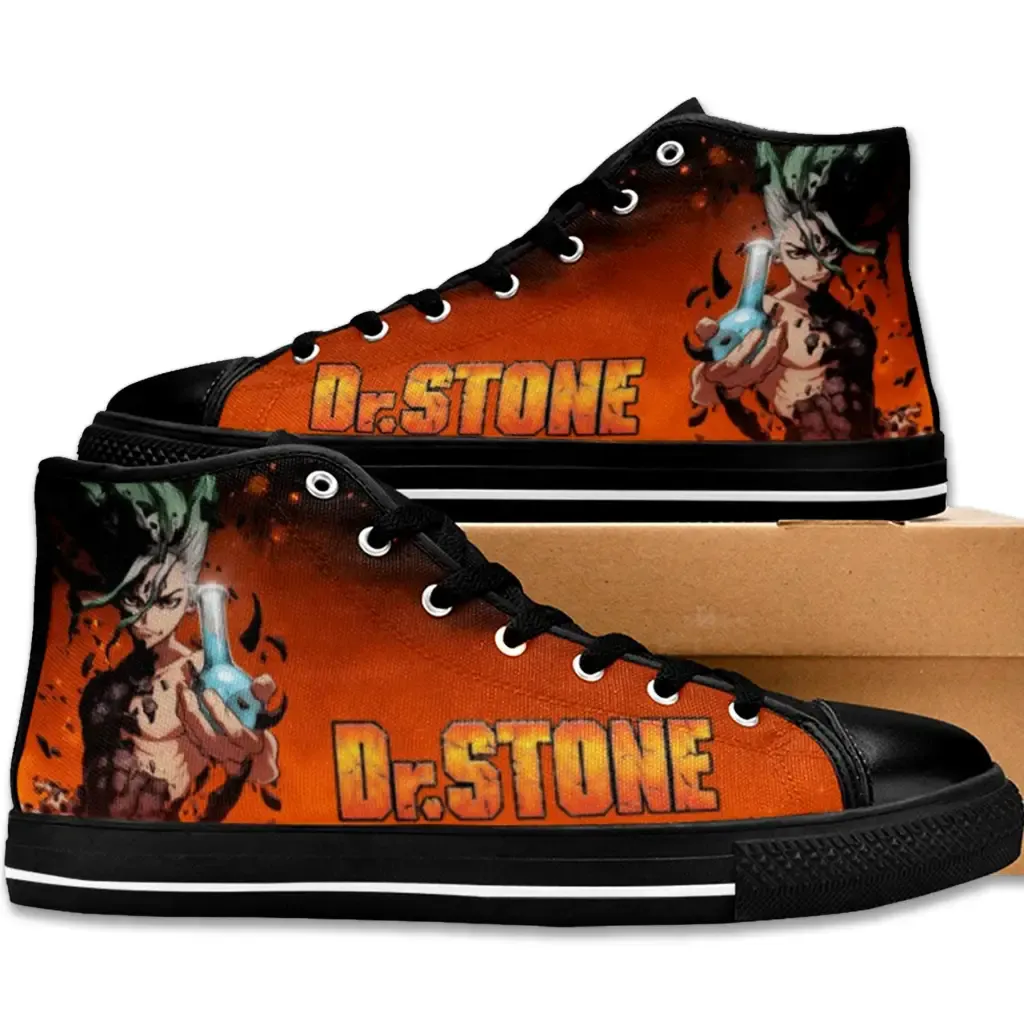 Dr Stone Ishigami Senku Shoes High Top Sneakers for Kids and Adults