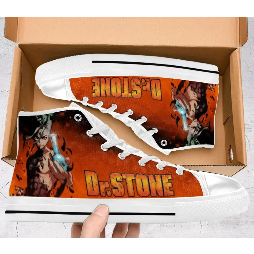 Dr Stone Ishigami Senku Shoes High Top Sneakers for Kids and Adults