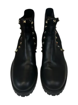 Boots Designer By Valentino-garavani In Black & Gold, Size: 8 Comfort Grip