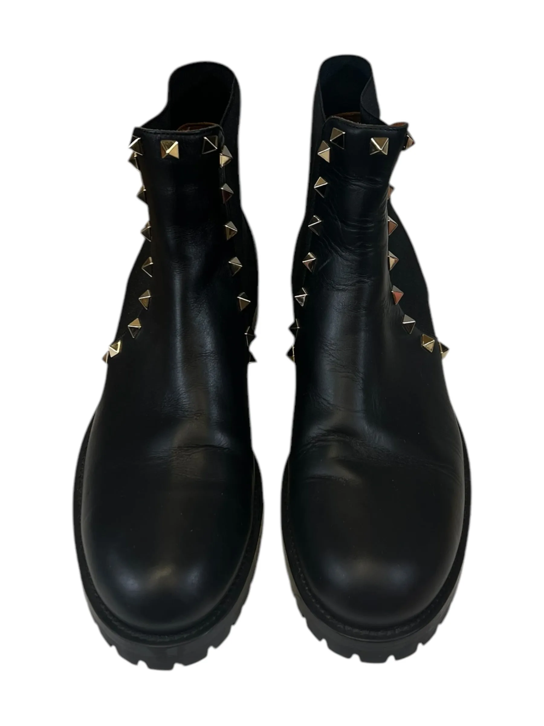 Boots Designer By Valentino-garavani In Black & Gold, Size: 8 Comfort Grip