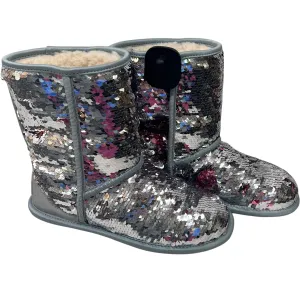 Stable base Boots Designer By Ugg In Pink & Silver, Size: 5