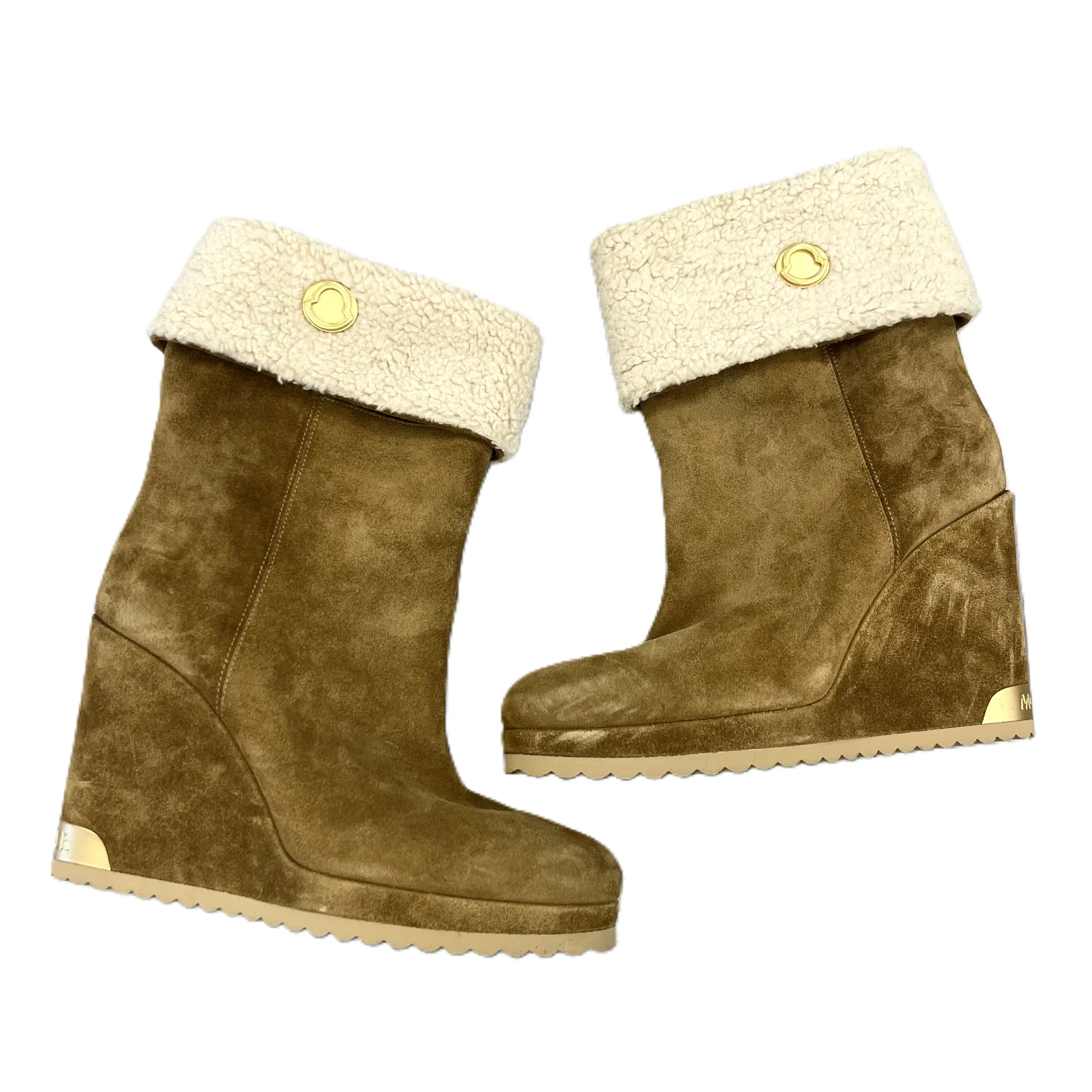 Action Fast Boots Luxury Designer By Moncler In Brown, Size: 8