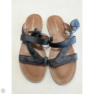 Sandals Designer By Coach In Black & Brown, Size: 10 Dad Style velcro
