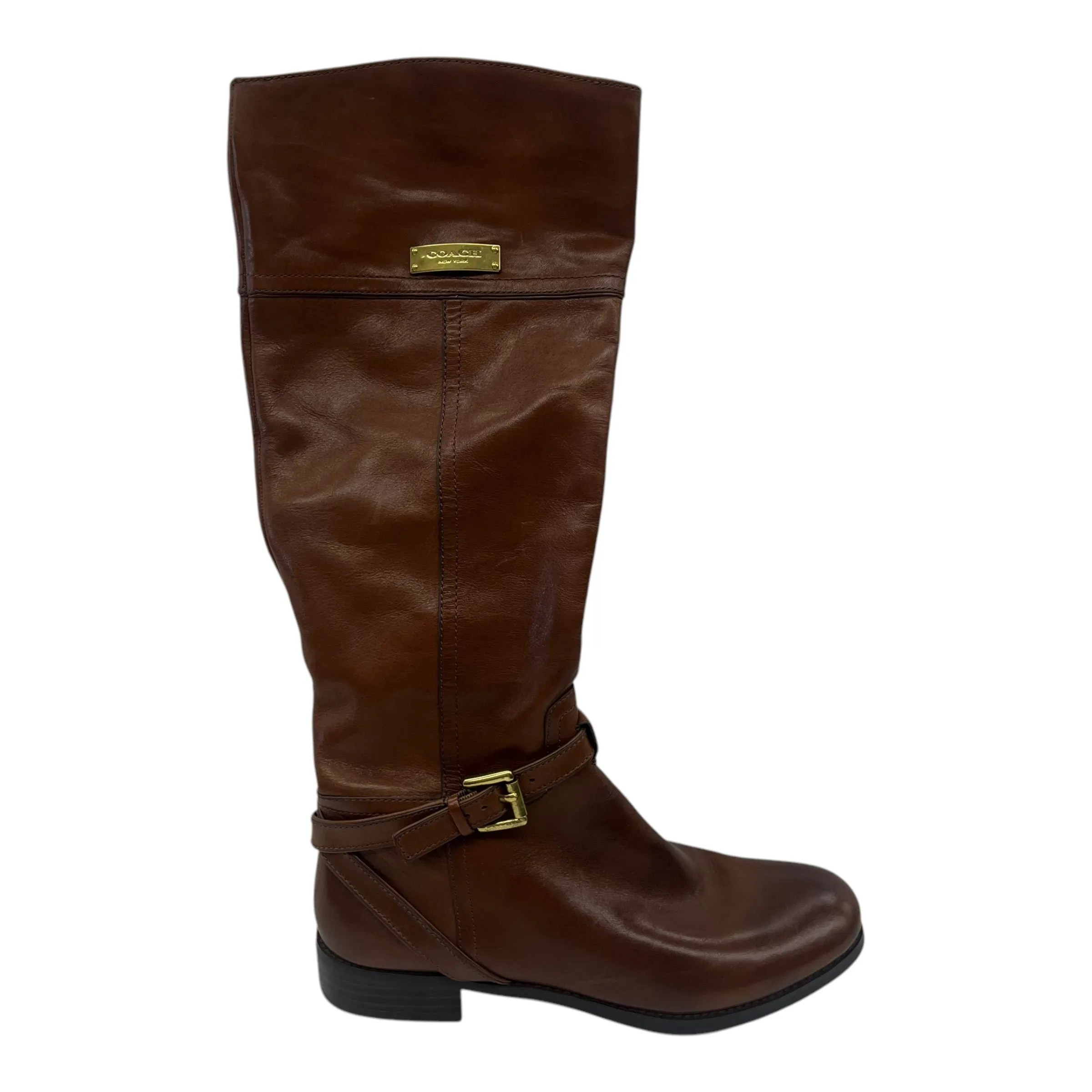 Boots Designer By Coach In Brown, Size:6.5 Fitness Smooth zipper closure